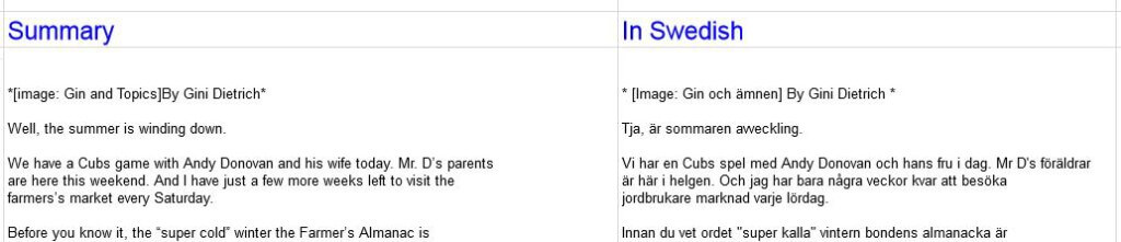 GoogleTranslate Swedish Results
