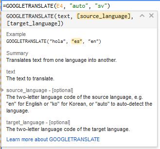 GoogleTranslate to Swedish